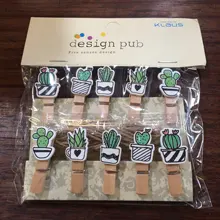10 unids/set de color de madera Clip de decoración de Navidad lindo Cactus unicornio papel Memo Clips de papelería pinza de ropa artesanal Clips clavijas