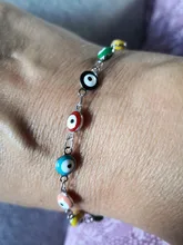 1PC 18,7-19,5 cm caliente 304 pulseras de acero inoxidable para los hombres de la joyería de las mujeres de Color oro enlace cadena Multicolor esmalte de mal de ojo pulsera para el tobillo