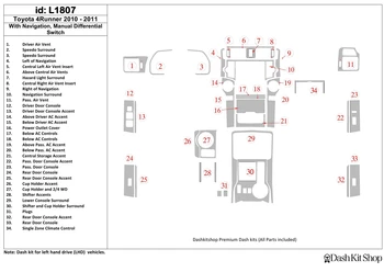 Interior lining for Toyota 4 Runner 2010-UP. Set L1807. 
Interior lining for Toyota 4 Runner 2010-UP. Set L1807.