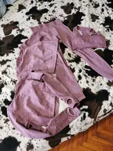 Conjunto de Yoga sin costuras para mujer, Top corto camisetas de manga larga, Leggings de Fitness de cintura alta, trajes deportivos de entrenamiento de realce, ropa de gimnasio