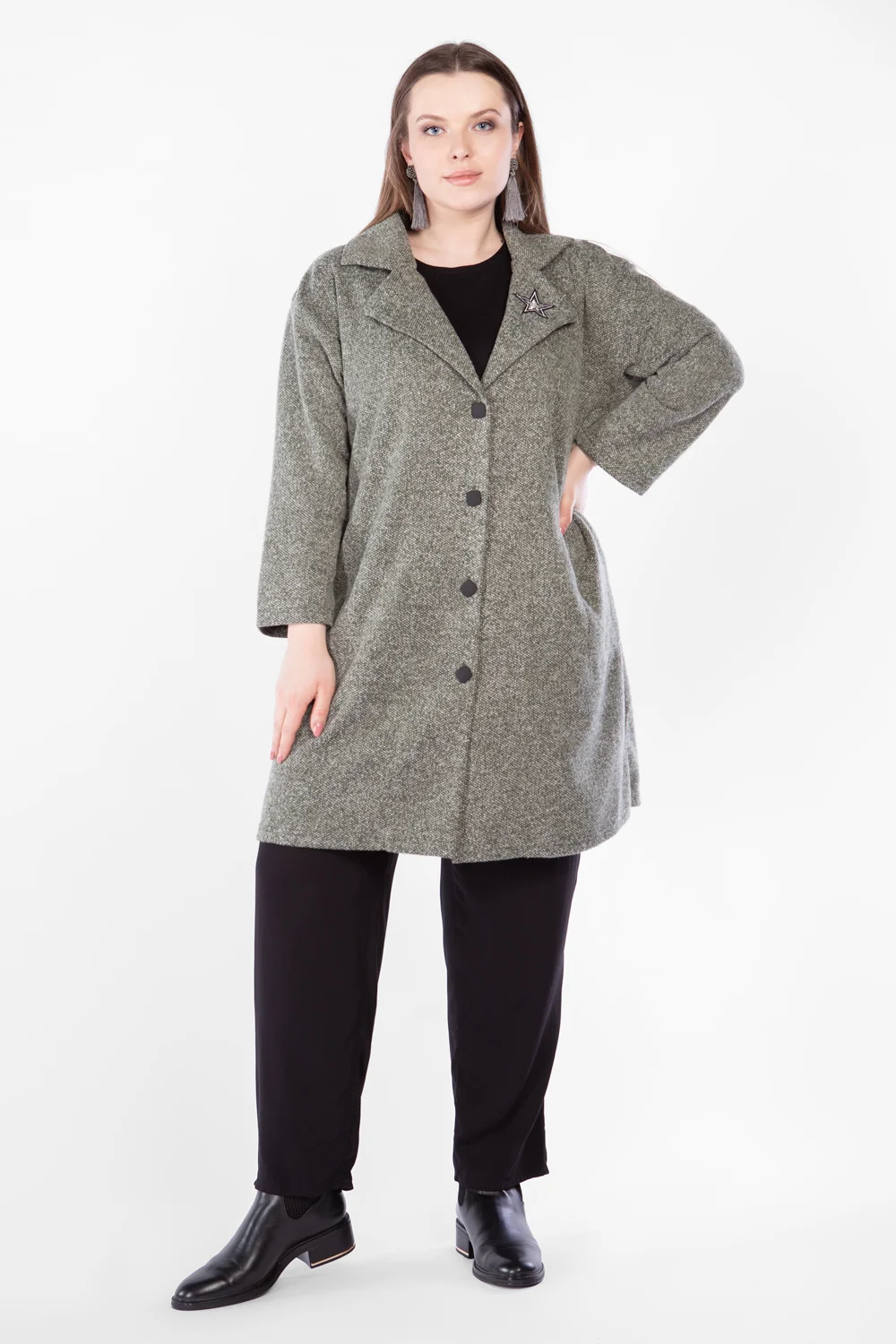 Фото Пальто женское больших размеров полупальто зимнее стеганое демисезонное для