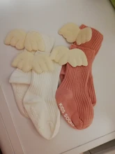 Calcetines hasta la rodilla para niñas pequeñas, calcetín de algodón, con alas de Ángel, Color caramelo, para verano y otoño