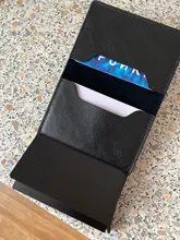 Tarjetero de fibra de carbono anti Rfid para hombre, Mini billetera delgada de cuero negro mágico, monedero pequeño