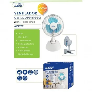 FAN 2 IN 1 DESKTOP AND CLAMP 15 CENTIMETERS 15W AVANT
FAN 2 IN 1 DESKTOP AND CLAMP 15 CENTIMETERS 15W AVANT