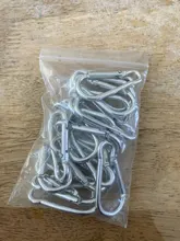 LLavero de mosquetón de gancho de aluminio plateado, Mini llavero EDC de supervivencia para acampar al aire libre, tamaño 45*21*5mm Z65, 20 Uds.