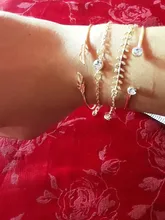 IPARAM-Conjunto de pulsera de cristal aleación geométrico para mujer, oro Vintage, plumas de flecha, hojas, Luna, pulsera Bohemia, venta al por mayor