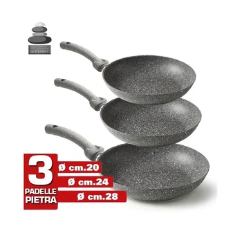 Set 3 Padelle in Pietra Antiaderenti Mineral Stone Accademia Mugnano cm 20-24-28 
Set 3 Padelle in Pietra Antiaderenti Mineral Stone Accademia Mugnano cm 20-24-28