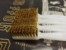 ZtDpLsd-cepillo de dientes de limpieza de alambre de latón, herramienta de extracción de óxido de mano para tallado Industrial, alambre de cobre DuPont, mango de plástico blanco, 1 unidad