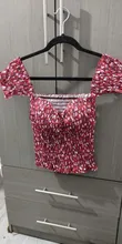 6 estampado de colores elástico camisa de verano dulce volantes barra cuello recortado blusas con almohadillas acolchado para Mujer Tops para las niñas
