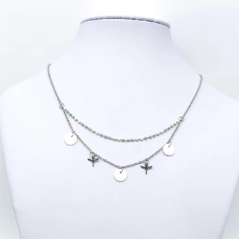 Boho double necklace for women stainless steel silver color, fashion jewelry for gift.
Boho double necklace for women stainless steel silver color, fashion jewelry for gift.