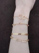 5 unids/set Punk de cristal de oro pulsera cadena gruesa mujer Bohemia geométrico cadena OT hebilla pulsera conjunto de joyas de niña de fiesta regalo