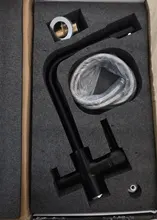 Grifo con filtro de cocina Balck con Dot latón purificador grifo doble pulverizador agua potable grifo recipiente fregadero mezclador grifo Torneira