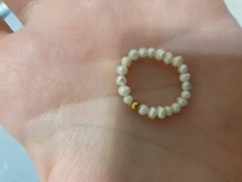Momiji-Anillo de perlas ovaladas para mujer, elástico ajustable, cuentas de perlas con acero inoxidable, regalos de joyería