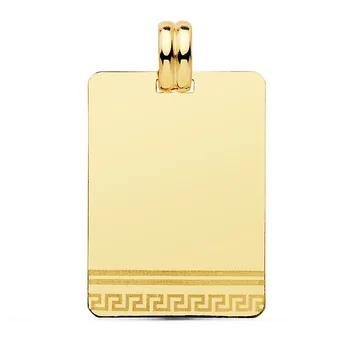 18k gold pendant veneer rectangular 28mm. Greca laser unisex-Customizable-RECORDING INCLUDED IN THE PRICE
18k gold pendant veneer rectangular 28mm. Greca laser unisex-Customizable-RECORDING INCLUDED IN THE PRICE
