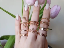 Tocona 10 unids/set flores rosa anillo de oro conjuntos para los hombres y las mujeres encanto estrella hueco geométrico serpiente joyería Bohemia regalo 15840