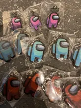 LLavero de estilo metálico con dibujos animados de AmongUs para coche, decoración para llaves, regalo de Navidad, tamaño pequeño de 4CM