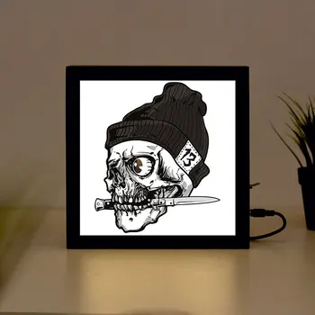 Skull With Knife handcrafted Wooden Light Box Sign for Home, Restaurant, Coffee Shop Business Signage 
Skull With Knife handcrafted Wooden Light Box Sign for Home, Restaurant, Coffee Shop Business Signage