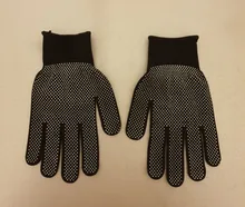 1 par de alisador de pelo permanente rizador de pelo guante de dedo resistente al calor Color negro y gris