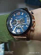 CURREN-Reloj deportivo para hombre, pulsera de cuero, deportivos, de piel militar, esfera de segundos/minutos, masculino