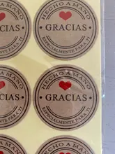 100 unids/lote Kraft Gracias español Etiquetas de Gracias pegatinas hecho a mano paquete sobre sello etiqueta Scrapbooking adhesivo de papelería