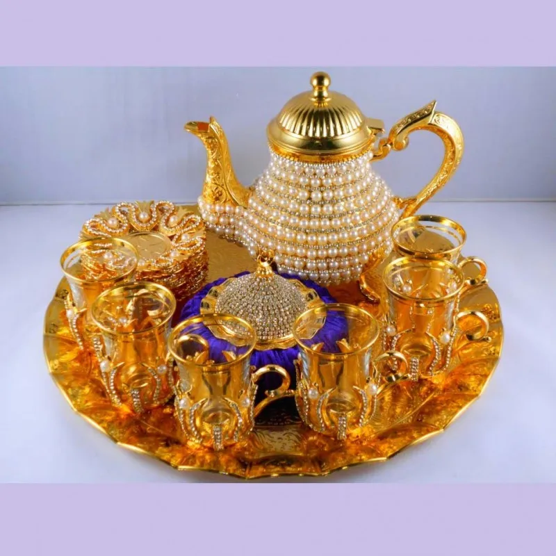 WONDERFULLL Pearl Coated Gold Turkish Tea Cups Set With Tea Pot Set of 6 perfect gift
WONDERFULLL Pearl Coated Gold Turkish Tea Cups Set With Tea Pot Set of 6 perfect gift