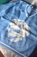 Rapcopter-suéteres Y2K para mujer, suéteres de calaveras con cuello de pico, Tops tejidos informales holgados, ropa de calle, Tops Retro, azul, otoño 2020