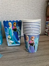Decoraciones de fiesta de cumpleaños Disney Frozen para niñas, bolsas de regalo, platos y vasos de papel, artículos de vajilla desechables para baby shower