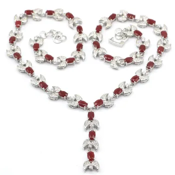 40x9mm Elegant 28.3g Real Red Ruby White CZ Gift For Woman's Silver Necklaces 19-20inch
40x9mm Elegant 28.3g Real Red Ruby White CZ Gift For Woman's Silver Necklaces 19-20inch