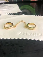 Plata esterlina 925 1PC doble orificio de oreja cúbico pendiente del aro zirconia oído de la joyería para las mujeres, regalo de S-E1030