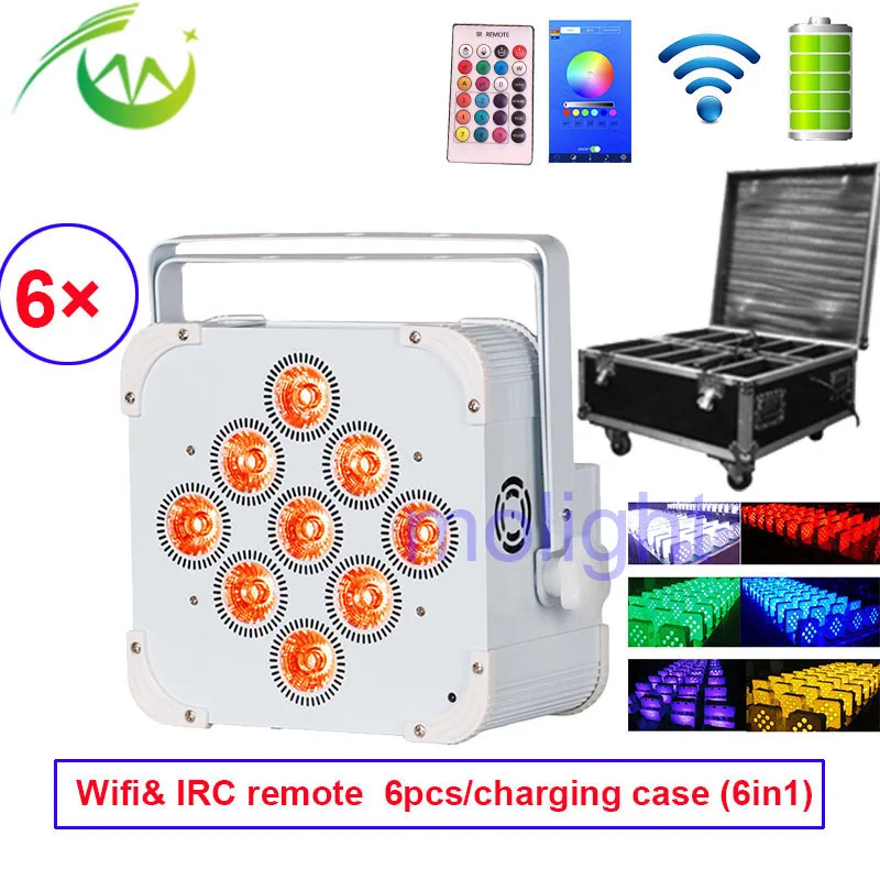 6pcs+Charging case Wifi Wireless DMX LED Par Light RGBWA UV 6in1 9*18w Wedding Uplighting Battery Remote Control DJ Party Lights
6pcs+Charging case Wifi Wireless DMX LED Par Light RGBWA UV 6in1 9*18w Wedding Uplighting Battery Remote Control DJ Party Lights