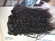 Mongol Afro rizado Pelo Rizado de la onda de agua 3 mechones con cierre cabello humano brasileño armadura paquete negro las mujeres XISHIXIU