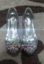 Zapatos de piel de diamante con brillo cristalino de Cenicienta para niña, calzado individual de princesa para rendimiento, tacones altos