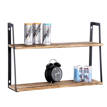 Floating Shelves 2-Tier Wall Shelves Decorative Retro Style Storage Display Shelf with Iron Bracket and Wood for Home Decoration
Floating Shelves 2-Tier Wall Shelves Decorative Retro Style Storage Display Shelf with Iron Bracket and Wood for Home Decoration