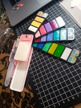 Juego de acuarelas para estudiantes, pinturas de pigmento portátiles con pincel de agua de Color brillante para exteriores, 18/25 colores, nuevo estilo