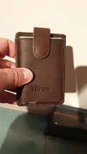 Hiram-tarjetero de Metal RFID para hombre, billetera pequeña de cuero Crazy Horse, con caja de aluminio, para tarjetas de identificación