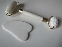 Rodillo de Jade blanco para masaje Facial, rodillo de Jade blanco para estiramiento Facial, herramientas de masaje Facial para mentón, cuello, cuidado de la piel