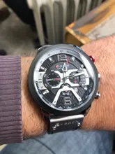 CURREN-Reloj deportivo para hombre, pulsera de cuero, deportivos, de piel militar, esfera de segundos/minutos, masculino