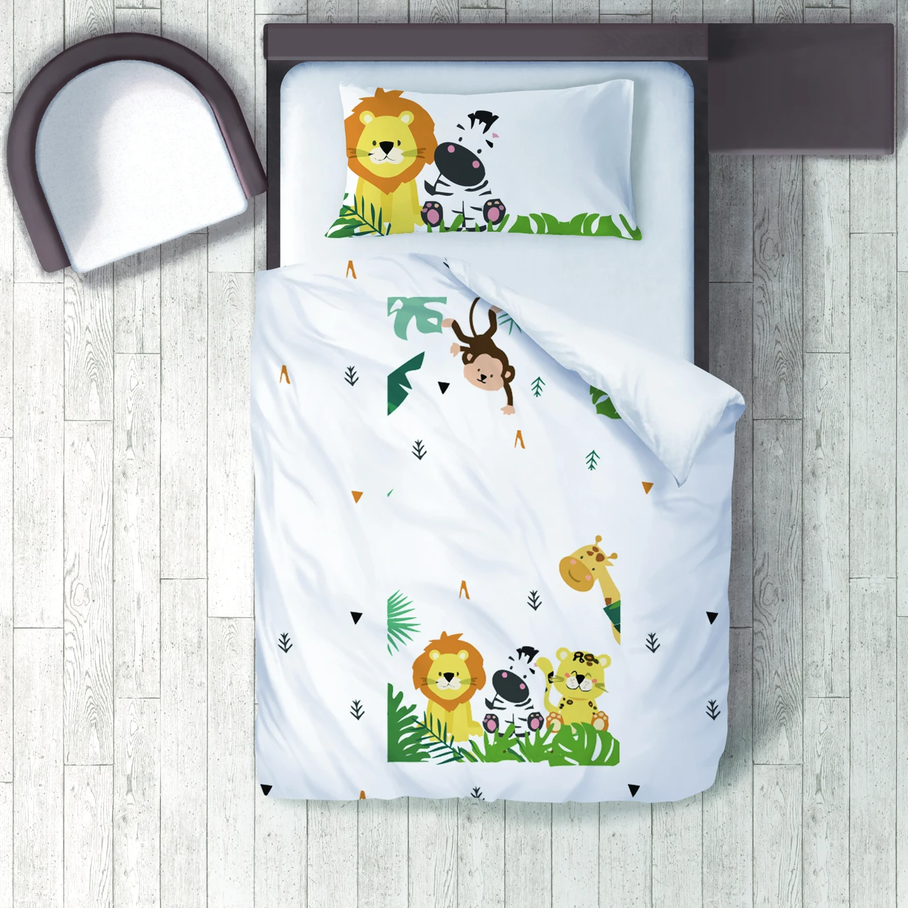 

Duvet Cover Set Bedding Set Pillow Case for Baby and Kids Room 3D Printed White Safari Lion Leaf Pattern 258