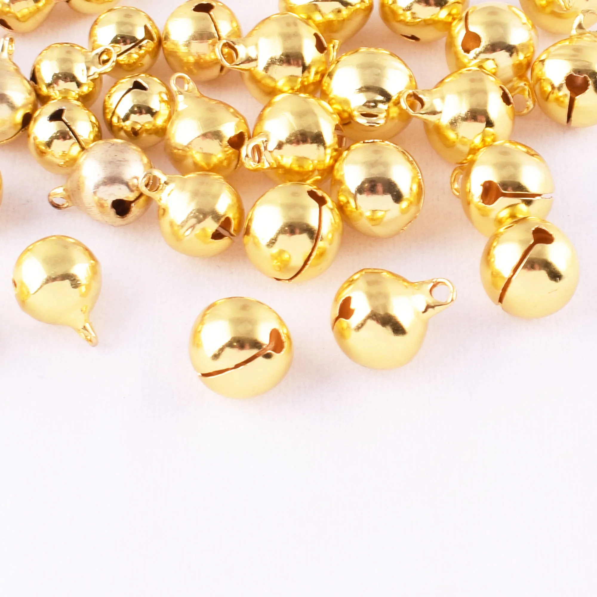 

60/100pcs Christmas Jingle Bells 12mm Gold Small Drop Charms Craft Bell Bulk Charming DIY Jewelry Bells for Festival Holiday