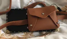 Los niños bolsa de Mini bolso cuadrado remache bolso de moda niños linda chica cintura bandolera coreana