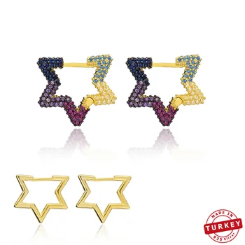 Pure 925 Silver Hoop Earring Star Shape Stoned And Simple Silver Earring Colorful Star Earring Fast Shipping From Turkey
Pure 925 Silver Hoop Earring Star Shape Stoned And Simple Silver Earring Colorful Star Earring Fast Shipping From Turkey