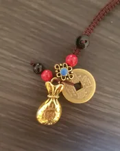 Llavero colgante de Feng Shui de la suerte, cuerda hecha a mano, de latón Vintage, bolsa de dinero, joyería antigua, cinco emperadores, llaves de coche