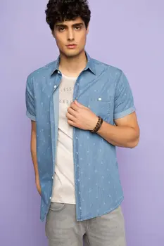 DeFacto Man Light Denim Blue Shirts Man Casual Short Sleeve Shirt Male Soft Top Shirts Men's Tops Shirt-H8814AZ17HS 
DeFacto Man Light Denim Blue Shirts Man Casual Short Sleeve Shirt Male Soft Top Shirts Men's Tops Shirt-H8814AZ17HS