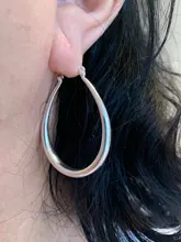 AGLOVER 41MM de Plata de Ley 925 Plata Lisa círculo pendientes de aro grande para las mujeres dama del encanto de la moda de alta calidad de regalo de la joyería de la boda