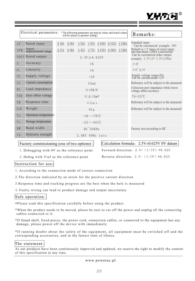 Раздельный Датчик тока YHDC Hall HSTS016L вход 10A 200A выход 2 5 ± 0 625 в 1%|split core current|split corecurrent