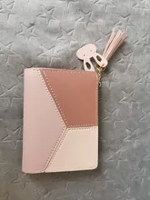 Billeteras geométricas rosas para mujer, Cartera de bolsillo, tarjetero de retales, monedero corto a la moda