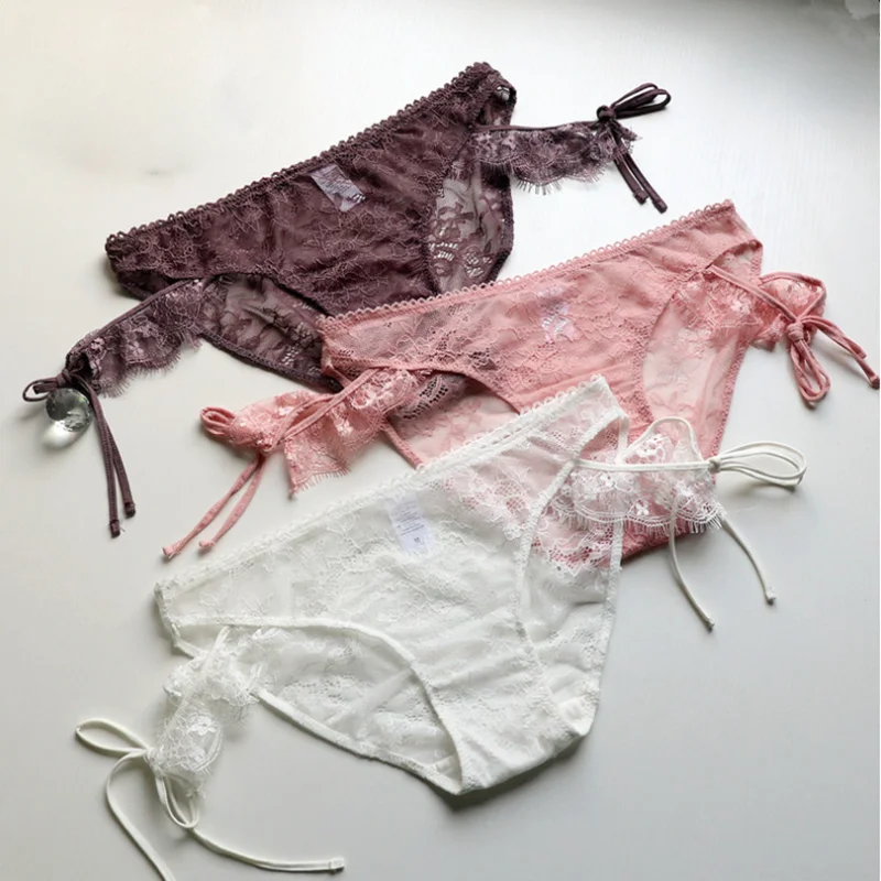 Light Luxury Cute Tie With Transparent Hollow Lace Panties Low-Waisted Sexy Women's Triangle Pants 
Light Luxury Cute Tie With Transparent Hollow Lace Panties Low-Waisted Sexy Women's Triangle Pants