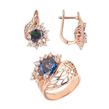 Jewelry qsy sets for women. beautiful women earrings with stones. Big wide ring with flower of zircons. pink color 
Jewelry qsy sets for women. beautiful women earrings with stones. Big wide ring with flower of zircons. pink color