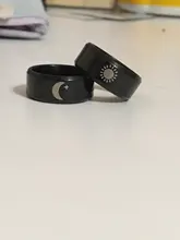 Letdiffery Luna Simple sol par anillos para amante negro de acero inoxidable de los hombres de las mujeres anillo de boda regalos del Día de San Valentín