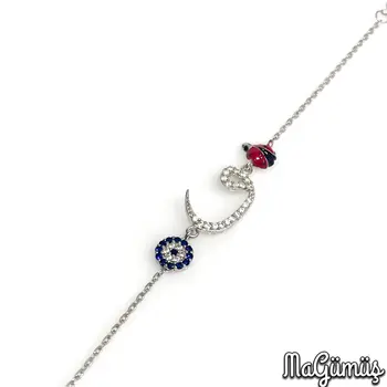 Ladybug Vav Letter Evil Eye Silver Lady Bracelet
Ladybug Vav Letter Evil Eye Silver Lady Bracelet